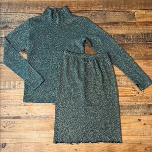 ChristinaRohde Green,Silver,Gold Turtleneck & Skirt Set Girls size 12